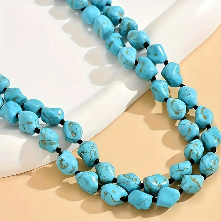 Saria™ Double Layer Bohemian Collar with Turquoise and Natural Stones