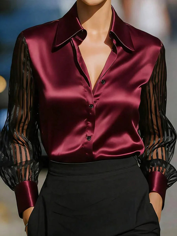 Ellery™ Elegant Blouse with Sheer Sleeves