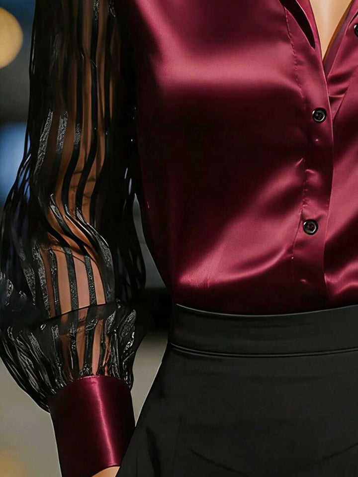 Ellery™ Elegant Blouse with Sheer Sleeves