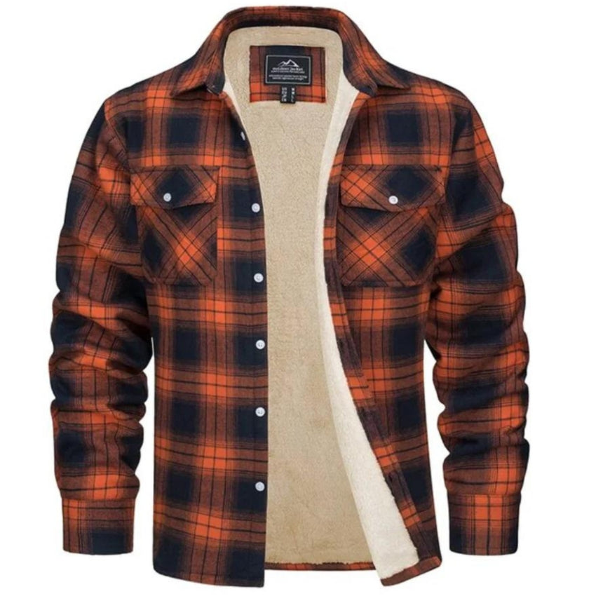 Plaid Overshirt | Men's Button-Up Fleece Lined Shirt Jacket for Winter