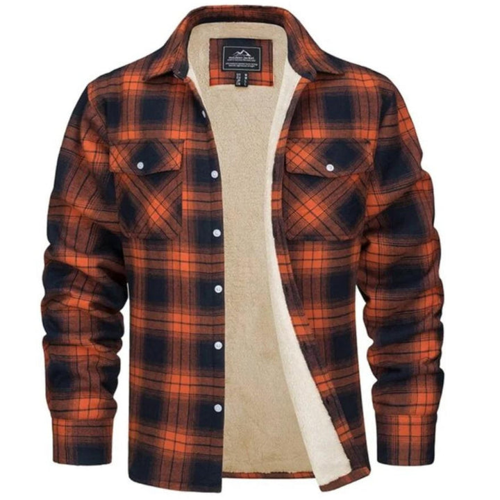 Plaid Overshirt | Men's Button-Up Fleece Lined Shirt Jacket for Winter