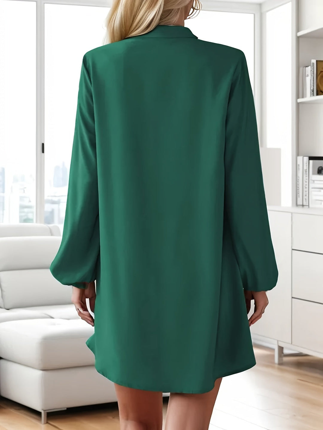 Faria™ Elegant Long Sleeve V-Neck Dress