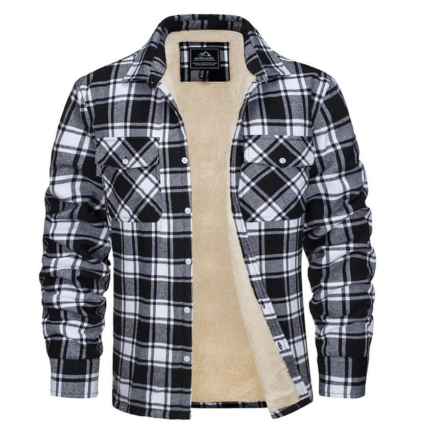 Plaid Overshirt | Men's Button-Up Fleece Lined Shirt Jacket for Winter