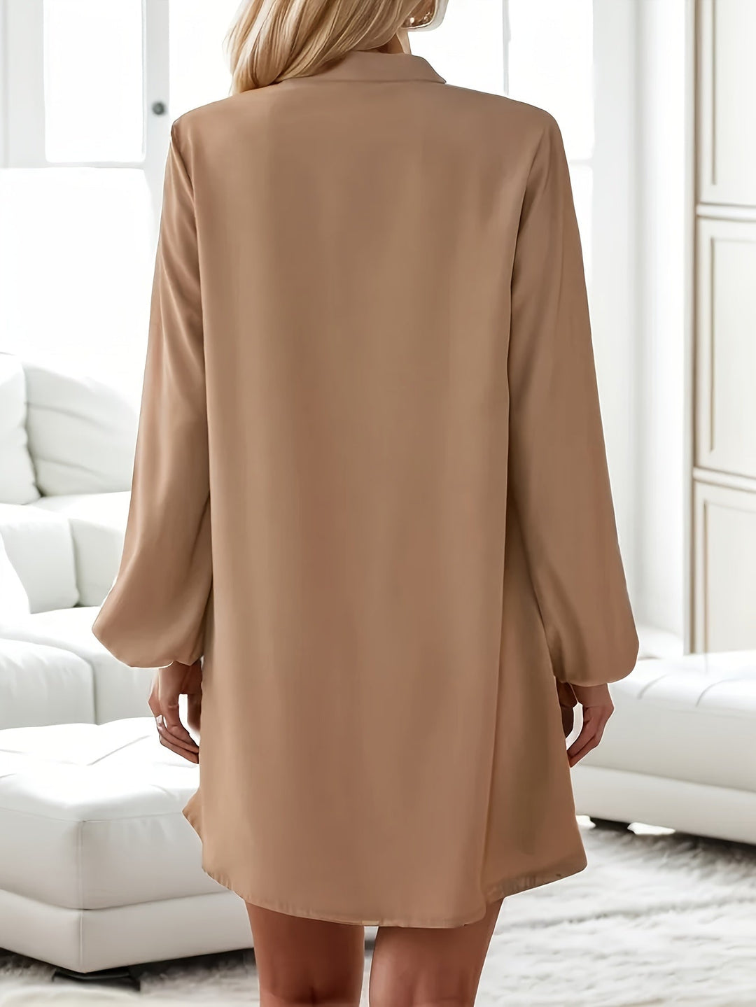 Faria™ Elegant Long Sleeve V-Neck Dress