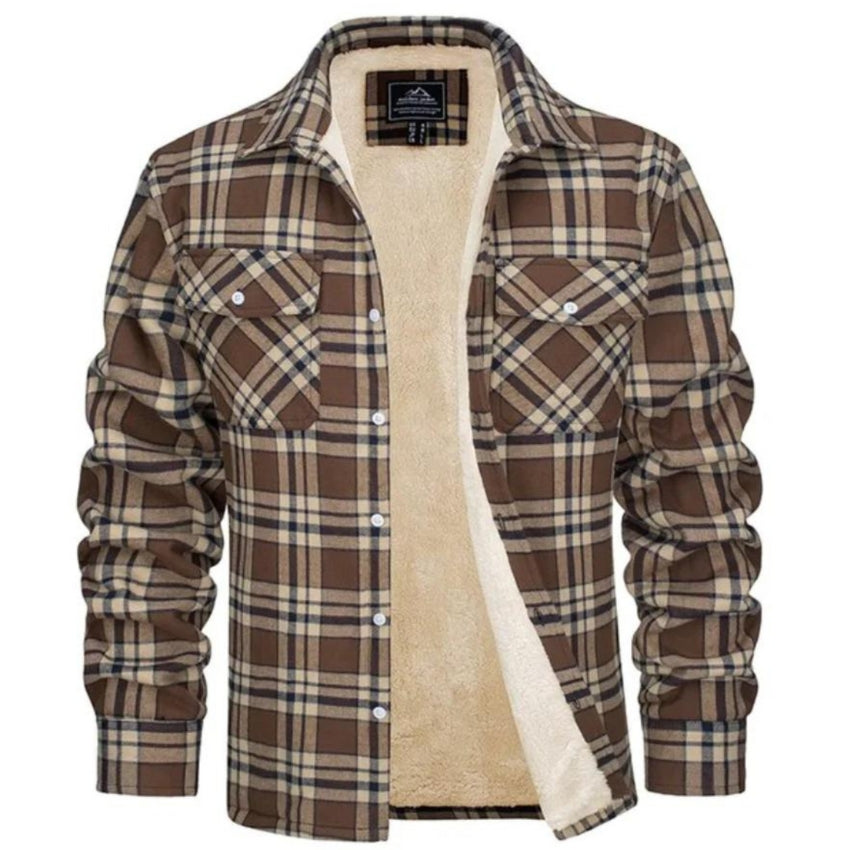 Plaid Overshirt | Men's Button-Up Fleece Lined Shirt Jacket for Winter