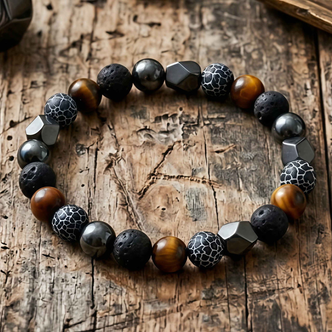 Korevane™ Handmade Natural Stone and Hematite Bracelet for Men