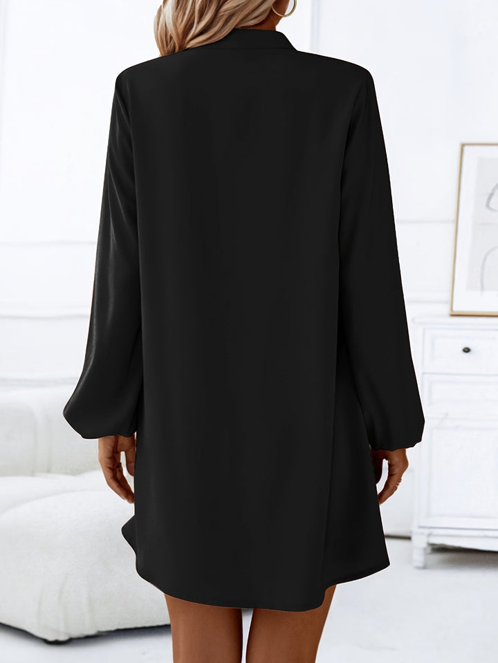 Faria™ Elegant Long Sleeve V-Neck Dress