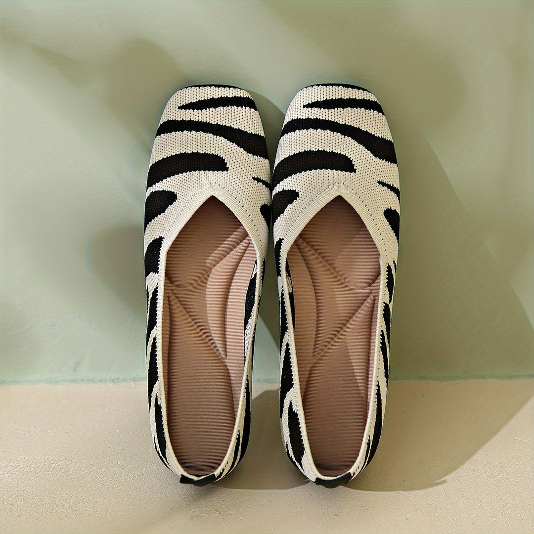 Ivara™ Elegant Flats with Zebra Print and Square Toe