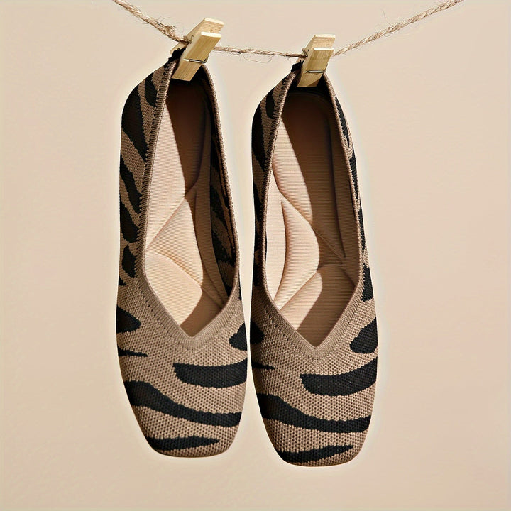 Ivara™ Elegant Flats with Zebra Print and Square Toe