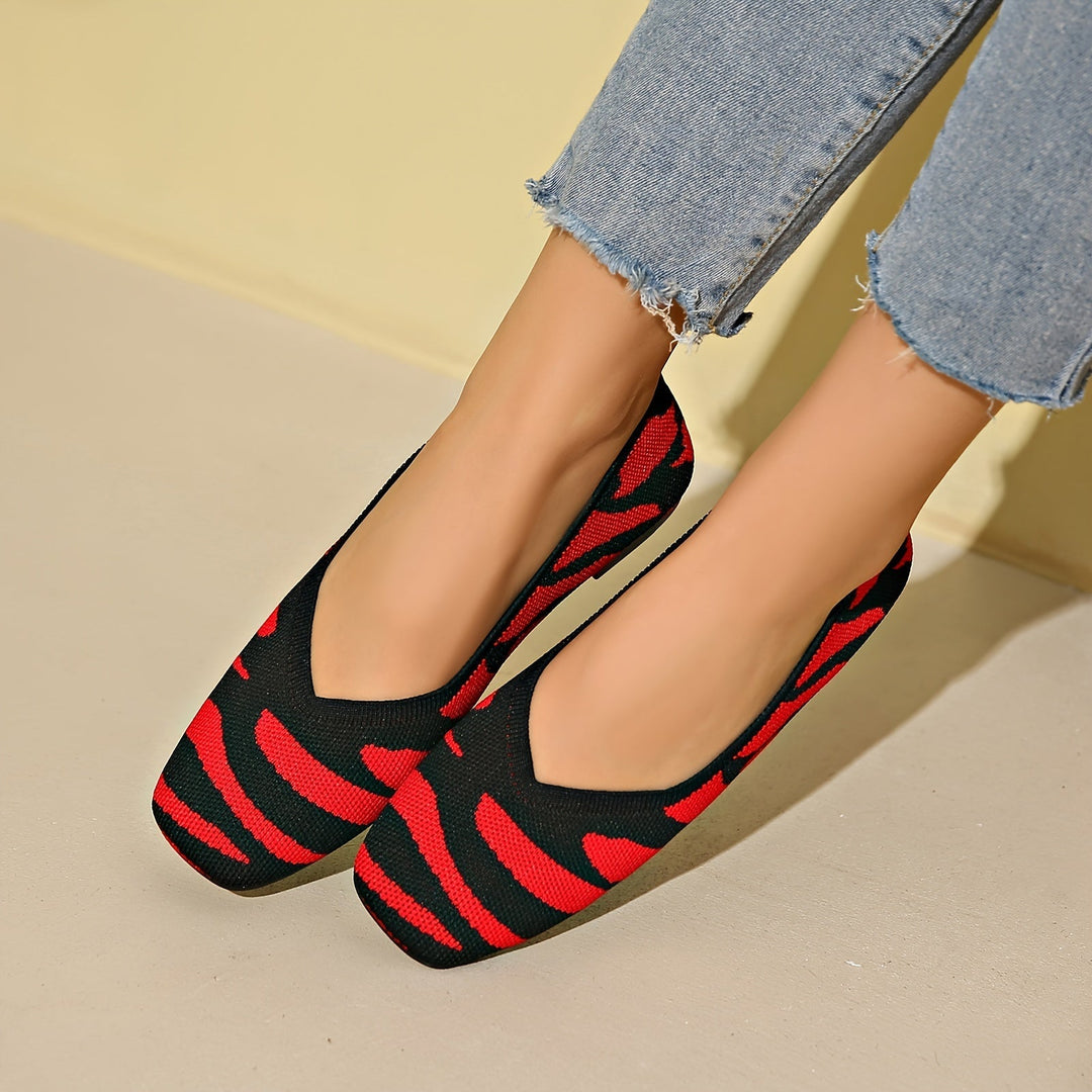 Ivara™ Elegant Flats with Zebra Print and Square Toe