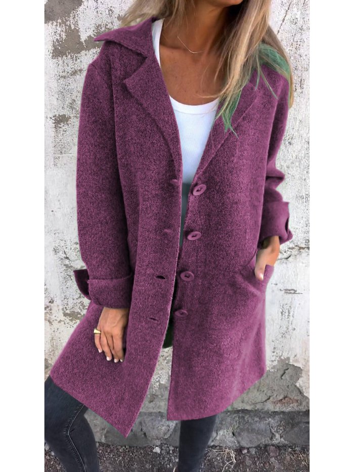 TESSA | LAPEL COLLAR BUTTON-FRONT COAT